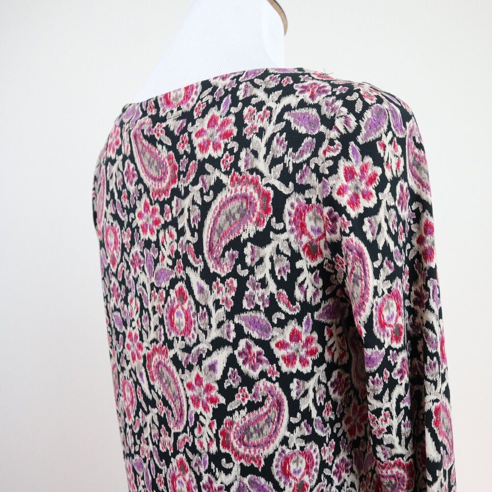J Jill Size XS Wearever Collection Tunic Long Sleeve Black Pink Floral - Picture 5 of 9